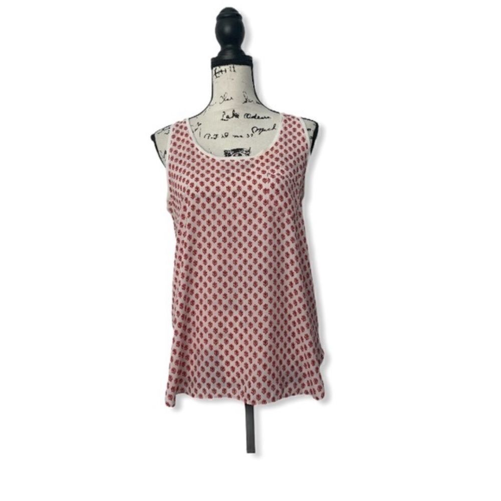 Ann Taylor Loft Women’s Size S Rose Print Sleeveless Tank Top Red White